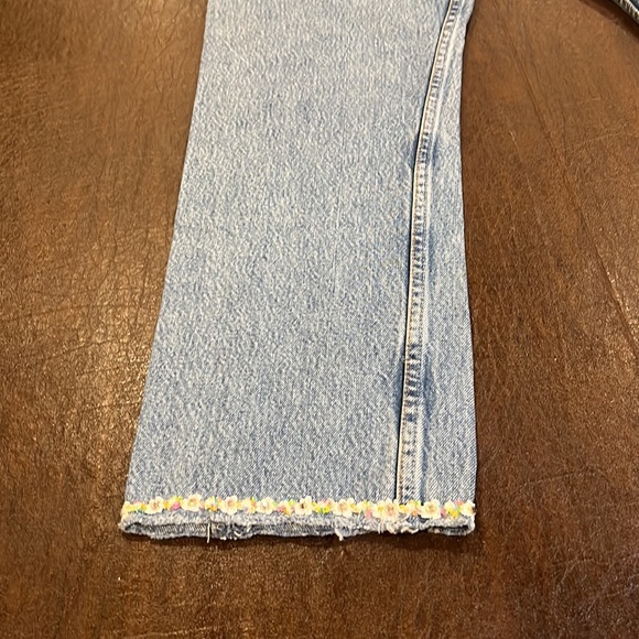 Vintage 501 Mens Levis cropped embellished with authentic swarovski crystals - Picture 9 of 12